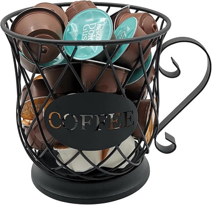 Coffee Pod Storage Basket - 35 K Cup Organizer, Black