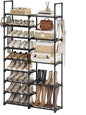 WOWLIVE 9 Tiers Shoe Rack Shoe Storage Shoe Organizer 30-35 Pairs Shoe Tower Unit Shelf Durable Metal Pipes with Plastic Connectors Stackable Cabinet Black(SSS2B9)