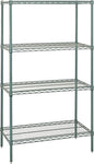 Quantum Storage Systems WR86-2424P Wire Shelving Starter Kit, 24" W x 24" D x 86" H, 600 lbs Capacity, Carbon Steel, Epoxy Coated, Green, NSF