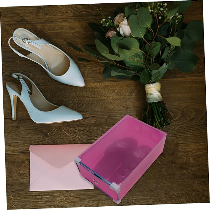 Amosfun 5pcs Clear Plastic Drawer Shoe Storage Boxes Stackable Design for Women Footwear Pp Material for Organizing Sneakers and Sandals Space-saving