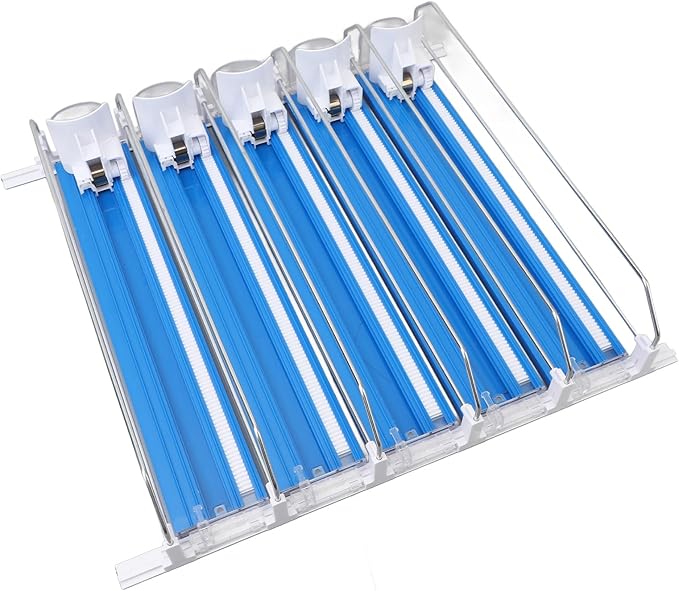 5pcs Fridge Drink Dispenser, Automatic Pusher Glide Self Pushing Soda Can Dispenser Water Bottle Drink Dispenser for Kitchen (Blue)