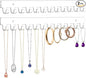 13.8 inch Acrylic Necklace Holder 2 Pack Wall Mounted Necklace Organizer Hanging Jewelry Organizer with 12 Hooks for Necklaces, Bracelets, Rings and Bangles Display