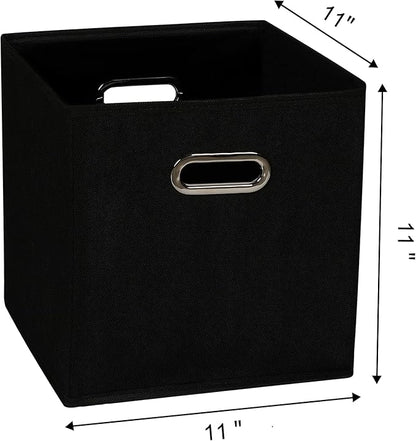 Fabric Cloth Storage Bins,Fabric Cube Organizer with Dual Handles Foldable Cube Storage Baskets for Home Bedroom Storage,Set of 10,(Black)