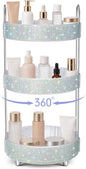 Honeydak 360 Rotating Perfume Organizer for Mother Day Nurse Day Rhinestone Bathroom Counter Organizer Makeup Holder Skincare and Perfume Storage for Cosmetic Countertop(3 Tiers,Resin Stone,Silver)