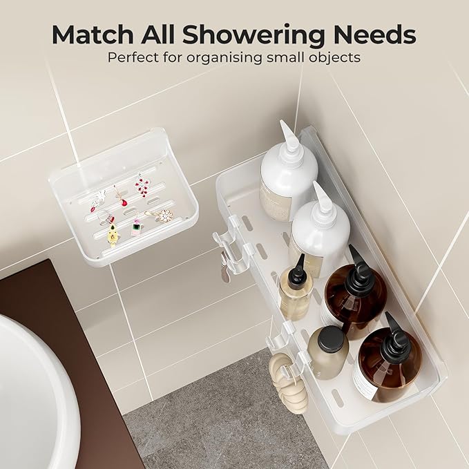 Orimade Shower Caddy 3-Pack, No-Drill Adhesive Shelves for Bathroom, Rustproof ABS Storage Organizer Set, Clear