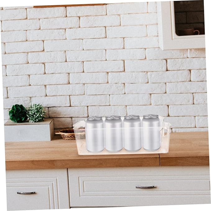COLLBATH Refrigerator Organizer Bin for Cans Space-saving Clear Beverage Dispenser Holder Efficient Drawer Design for Easy Access to Soda Juices and Drinks Construction