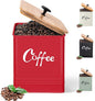 Coffee Canister,Airtight 40 oz Large Iron Black Storage Container for Coffee Grounds, Beans, Pods & More,Accessories & Gifts (Red)