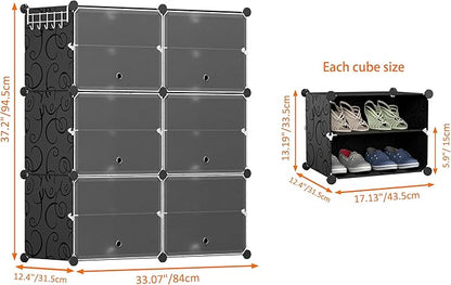 HOMIDEC Shoe Rack Organizer, 6 Tier Storage Cabinet 24 Pair Plastic Shoe Shelves for Closet Hallway Bedroom Entryway