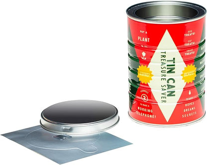 Retro Tin Can, Studio MPLS Designs, Collectable, Peel & Stick Valved End with Metal Lid, 8-12oz (4.0625 x 5.5 in) (Treasure Saver Design)