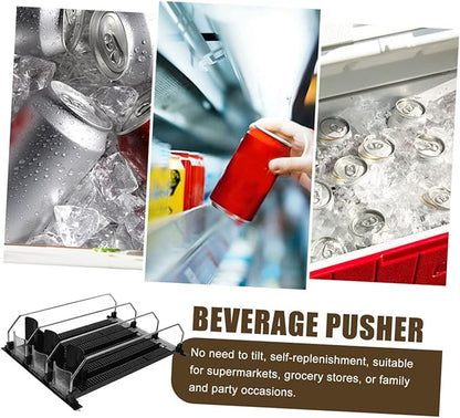 KICHOUSE 3pcs Beverage Propeller Glide Drink Dispenser Organizer for Refrigerator No Tilt Design