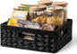 GRANNY SAYS Wicker Basket for Organizing, Wicker Storage Baskets for Shelves, Woven Baskets for Pantry Storage, Shallow Basket, Black, 1Pack
