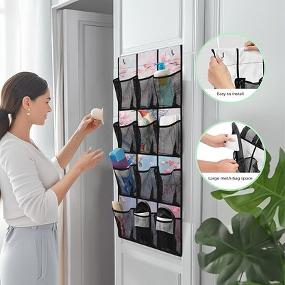 Hummingbird Over Door Organizer Breathable Mesh Pockets Shoe Rack for Over Door 4-Shelf Hanging Storage Bags Wall Mount Closet Organizer for Small Spaces Apartment