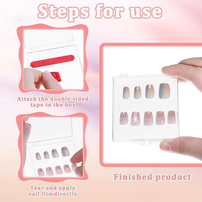 30 Pcs Press On Nail Packaging Box with 60 Pcs Adhesive Double Sided Tape Artificial Nail Display Storage Box Acrylic Nail Display Box Nail Box Organizer Case for Nail Salon