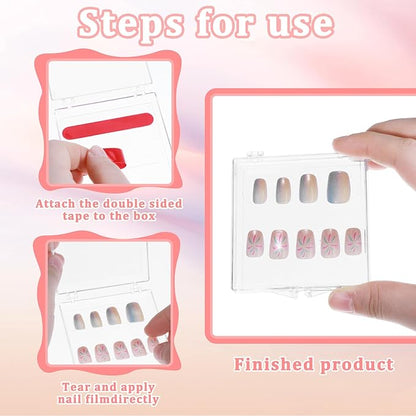 30 Pcs Press On Nail Packaging Box with 60 Pcs Adhesive Double Sided Tape Artificial Nail Display Storage Box Acrylic Nail Display Box Nail Box Organizer Case for Nail Salon