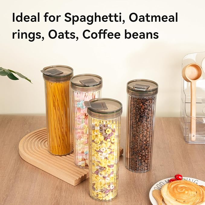 2 Pack Spaghetti Pasta Storage Container-48oz Clear Pasta Holder Airtight Spaghetti Container Storage with Lid for Kitchen Pantry organize Linguini Lasagna Noodle Oats Coffee beans Rice Flour Oatmeal