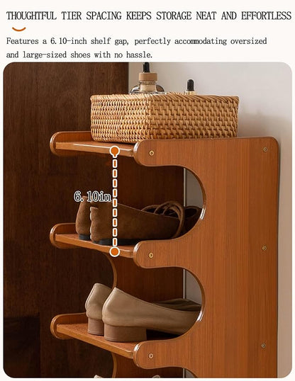 Narrow Vertical Shoe Rack - Slim Space Saving Free Standing Shoe Storage Organizer, for Entryway, Closet, Bedroom, Garage, Small Apartmen (Brown Wooden, 7layers 37.8" H)