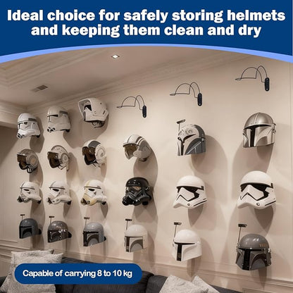 Gugxiom 4 Pcs Wall Mounted Helmet Rack, Motorcycle Helmet Holder, Heavy-Duty Construction with Screws, for Equestrian Motorcycle Baseball Rugby Helmetet (4)