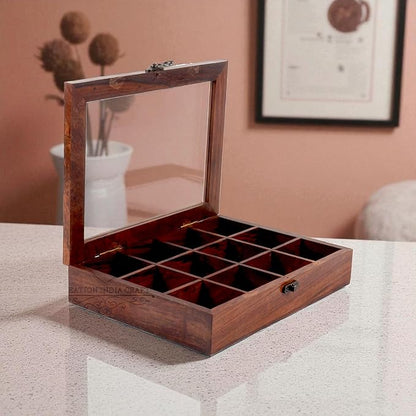 Wooden Spice Box, Masala Container, Condiments Storage Case for Kitchen, Multipurpose Decorative Box - Indian Rosewood Crafted