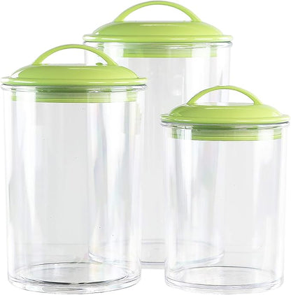 Food Storage Containers, BPA Free Airtight Canisters for Cereal, Pasta, Sugar, Coffee, Flour, Cookies, Loose Tea, for Kitchen Organization, Set of 3 by Reston Lloyd, Lime