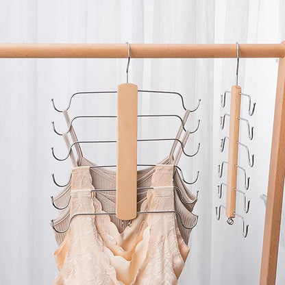 Underwear Hanger - Wooden Bra Tank Tops Hanger Organizer for Closet, Maximum 12 Storage Capacity, Top 360° Rotation, Hanging Space Saving Hook for Sport Bras, Camisoles, Lingeries