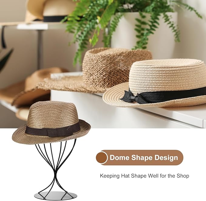 uxcell Metal Hat Display Stand 2 Pack Tabletop Hat and Wig Rack Women Closet Holder for Baseball Cap, Fedora Hat, Cowboy Hat - Matte Black Finish