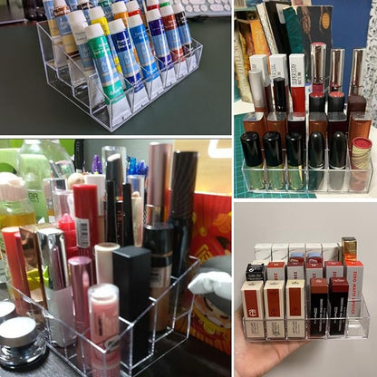 Tecbeauty Lipstick Holder, 24 Slots Clear Lipstick Organizer Acrylic Lipgloss Storage Display, Small