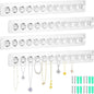 4Pcs Acrylic Necklace Holder Wall,Clear Necklace Hanger with 12 Hook for Girls Women,Easy Install Necklace Hanger Wall Mount Jewelry Organizer wall mount for Necklaces, Bracelets, Chains
