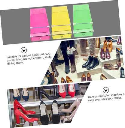 5pcs Transparent Stackable Shoe Storage Boxes with Drawer Design Dustproof Plastic Organizer for Women Shoes Thickened PP Material Metal-edged Large for Closet and Bedroom