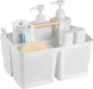rejomiik Portable Shower Caddy Basket Plastic Cleaning Caddy Organizer Storage Tote with Handle for Bathroom, College, Dorm Room Essentials, White