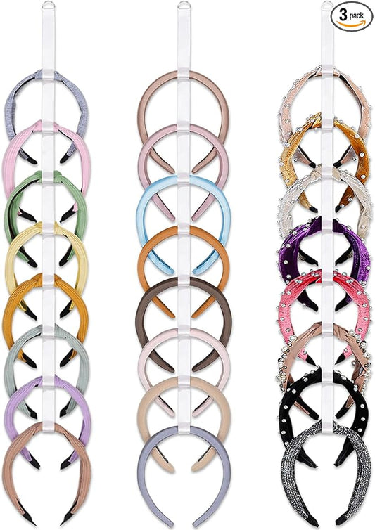 3 PCS Headband Holder Organizer for Girl,Hanging Hairband Storage for Women,Brown Hair Hoop Display Hair Accessories Organizer Bedroom College Dorm Decor (8-shape)