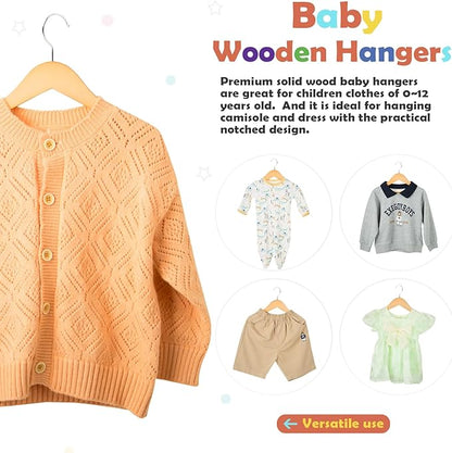 Baby Hangers, 20 Pack Natural Wooden Kids Hangers for Closet, Premium Children's Clothes Hangers with 360° Swivel Hook