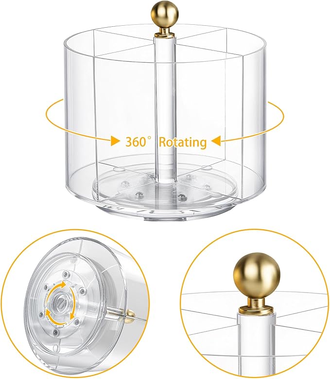 360° Rotating Acrylic Utensil Caddy, Silverware Caddy Countertop, Flatware Cutlery Holder with 4 Compartment