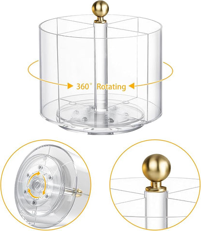 360° Rotating Acrylic Utensil Caddy, Silverware Caddy Countertop, Flatware Cutlery Holder with 4 Compartment