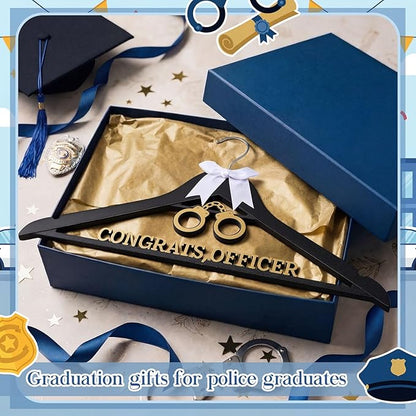 Reallnaive Police Graduation Hanger with White Bow Congrats Gift for Police Academy Graduation Promotion Retirement Ceremony Souvenir Favor Law Enforcement Officer Keepsake