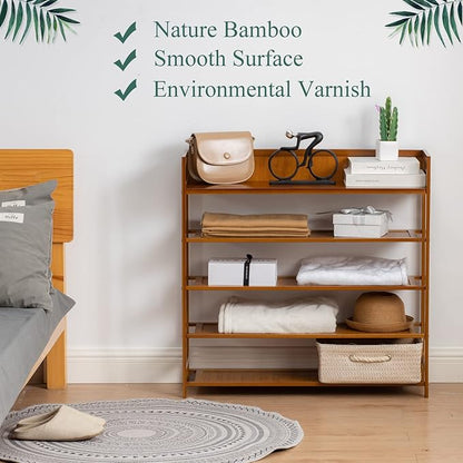 latifolia Bamboo Shoe Rack, 5-Tier Shoe Rack Organizer for Entryway, Living Room(Brown, 39.40''L)
