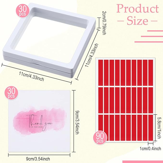 meekoo 30 Pcs Press on Nail Packaging Box with 90 Pcs Adhesive Double Sided Tape Artificial Nail Display Case Storage Container Box Acrylic Packaging Organizer for Art Home Salon(White)
