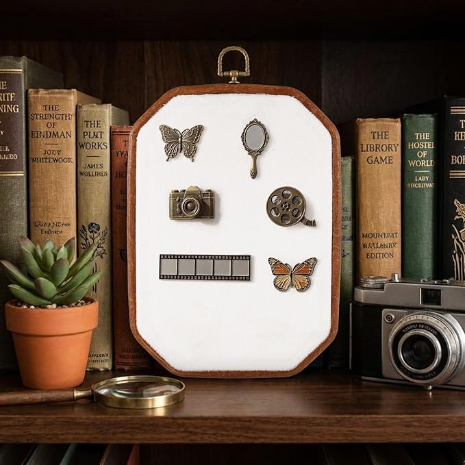 Fumete Pin Display Board Octagon Velvet Enamel Pin Collection Display Octagon Wall Hanging Brooch Earrings Necklace Jewelry Holder Organizer Storage for Home and Holiday, 7.5 x 10 Inch