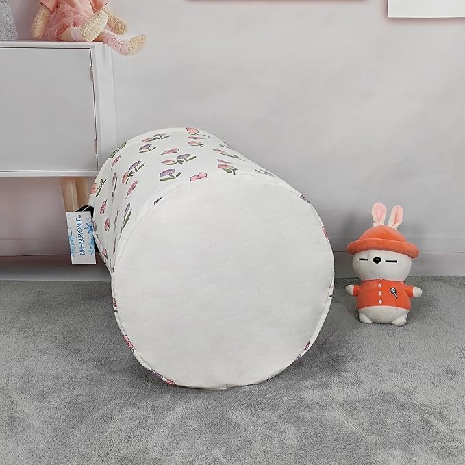 Laundry Basket Canvas Fabric Collapsible Organizer Basket for Storage Bin Toy Bins Gift Baskets Bedroom Clothes Children Nursery Hamper (Tulip)
