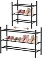 AceMining 3-Tier Expandable Shoe Rack, Adjustable Shoe Rack Shoe Organizer Shoe Shelf, Free Standing Shoe Racks Heavy Duty Metal for Closet Entryway Closet Doorway Front Door Entrance，Black