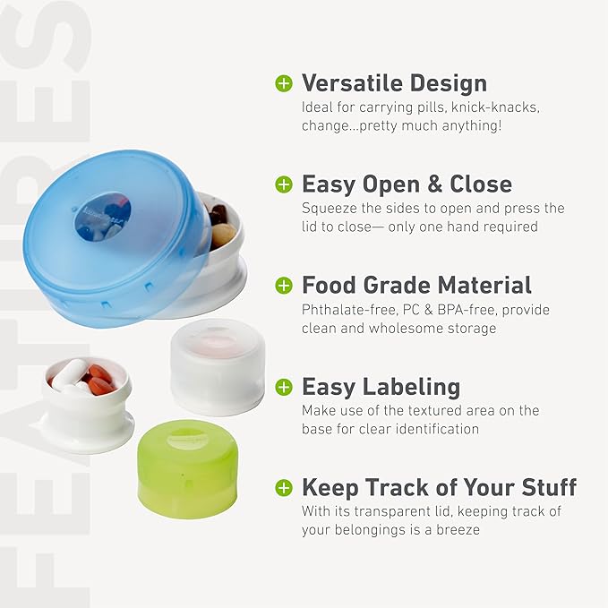 humangear GoTubb – Storage Containers for Snacks, Small Essentials and Travel Gear, Made from Food-Safe Materials, Clear/Aqua/Teal, Medium (3-pack)