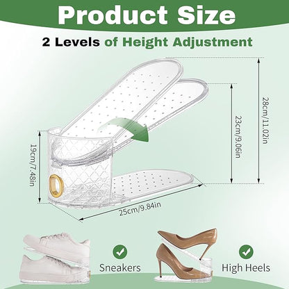 Shoe Slot Organizer 10 Pack - Shoe Slots，Can Save 50% of Shoe Stackers Space，Adjustable Shoe Stacking Device, Double-Layer Design for Shoe Slots Organizer for Closet. (Pattern, 10 Pack)