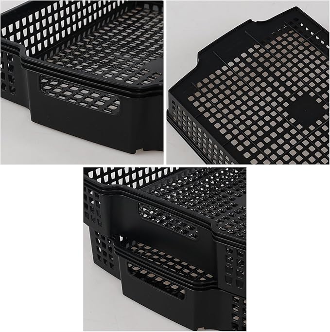 Rosebloom Plastic Stackable Storage Tray Baskets, Plastic Paper Tays, 6 Packs