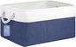 Large Storage Baskets- 15.7x11.8x8.26 inch Storage Bins for Shelves and Closet Organizing, Foldable Fabric Bin for Home Organization Clothes and Laundry (1-Pack, White&Blue)