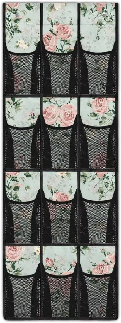 Hanging Storage Bags,Rose Shoe Organizer Door Hanger,Space Saver Hanging Shoe Storage Hanging Bag Waterproof Reusable
