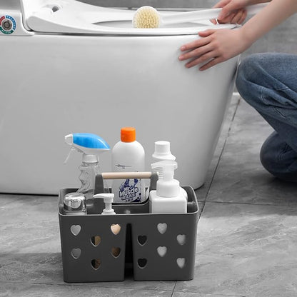 Anyoifax Portable Shower Caddy Plastic Shower Basket Organizer Divided Bathroom Caddy Storage Cleanning Caddy Tote with Handle for College, Dorm Room, Kitchen, Grey