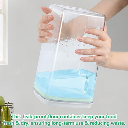 TBMAXS Airtight Flour Rice Storage Container with Pop-up Lid - 4.2 Qt Crystal-Clear Plastic Spaghetti Container, Tall and Slim Food Storage Bin Fit for Kitchen Pantry Organization