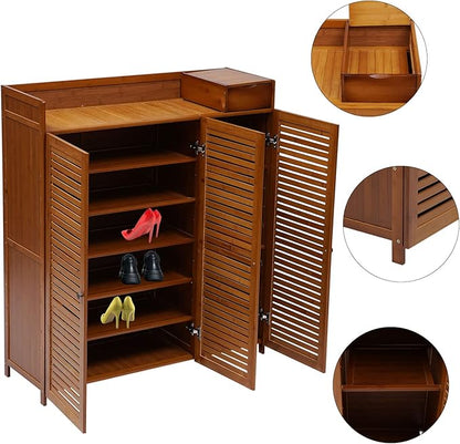 7-Layer Bamboo Shoe Storage Rack, Multi-Functional Freestanding Shoe Rack, Wooden Entrance Shoe Rack, Separate Shoe Rack/Shoe Storage Cabinet/Shoe Rack/Storage Cabinet (Brown)