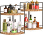 2 Pack Bathroom Counter Organizer, 2 Tier Corner Bathroom Counter Organizer Wooden Vanity Organizers for Bathroom Organizers and Kitchen Storage Dresser Decoration