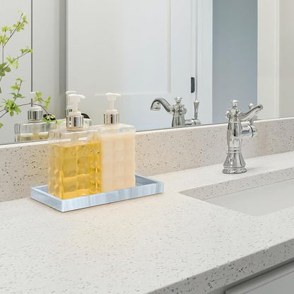 Bathroom Vanity Tray,Thick Original Silicone Soap Dispenser Tray,EGWON Shatterproof Toilet Tank Tray Vanity Tray for Dresser Tops,Bathroom for Perfume,Soap Bottle