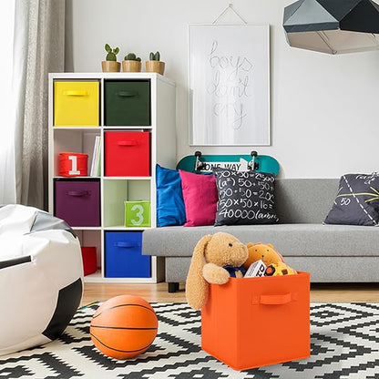 Stero Fabric Storage Bins 6 Pack Fun Colored Durable Storage Cubes with Fabric Handles Foldable Cube Baskets for Home, Kids Room, Closet and Toys Organization Multi Colors-2
